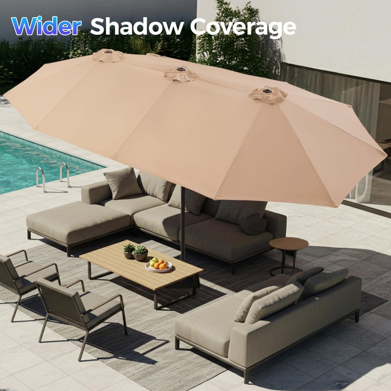 SUPERJARE 13FT Outdoor Umbrella for Patio, Double sided Pool Umbrellas with Fade Resistant Canopy, Large Table Umbrella for Deck, Market, Backyard - Beige(No Base) - Image 3