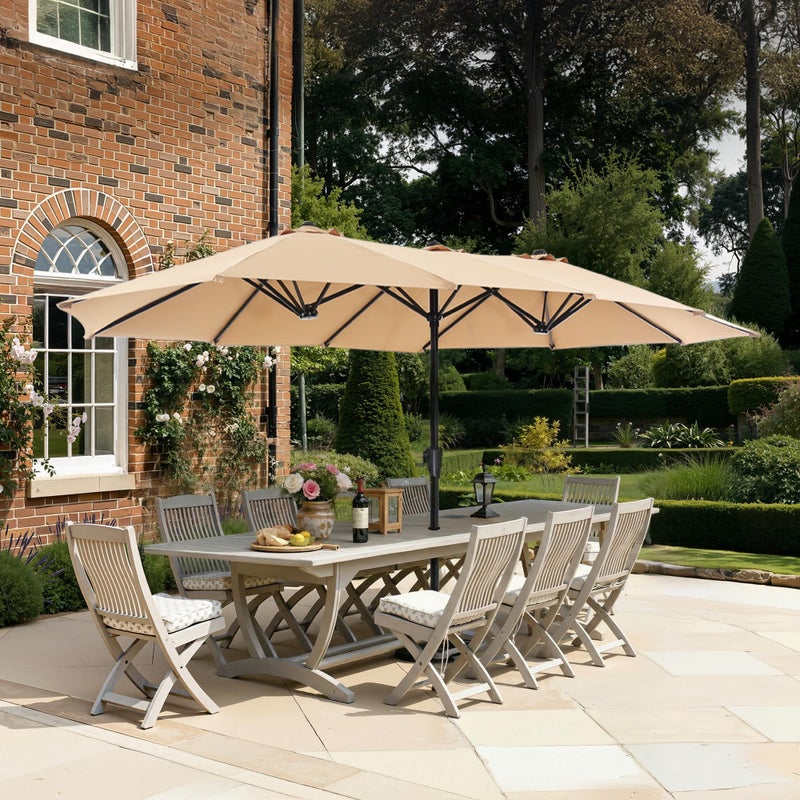 SUPERJARE 13FT Outdoor Umbrella for Patio, Double sided Pool Umbrellas with Fade Resistant Canopy, Large Table Umbrella for Deck, Market, Backyard - Beige(No Base) - Image 1
