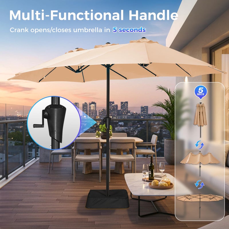 SUPERJARE 13FT Outdoor Umbrella for Patio, Double sided Pool Umbrellas with Fade Resistant Canopy, Large Table Umbrella for Deck, Market, Backyard - Beige(No Base) - Image 4