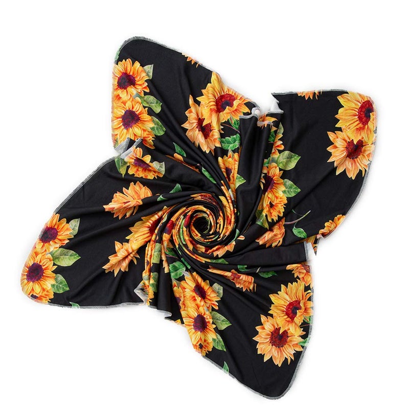 Galabloomer Newborn Sunflower Receiving Blanket Headband Set Baby Flower Rose Swaddle With Big Bow - Image 4