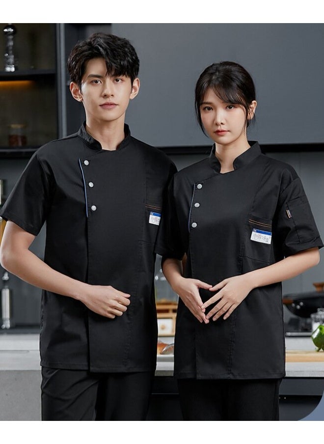 NIBEMINENT Chef's Jacket For Men Women Short Sleeve Cook Shirt Pizza Restaurant Waiter Uniform Cook Top Kitchen Clothes Catering Work Wear  - Image 1
