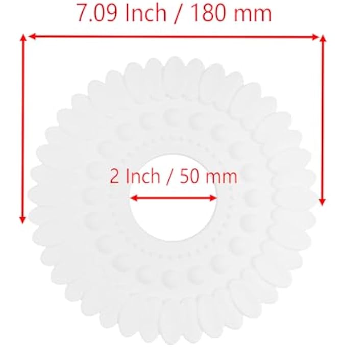 2 PIECES CEILING MEDALLION COVER,PS CEILING FAN LIGHT COVER PLATE MEDALLION FOR HOME LIGHT FIXTURES CHANDELIERS,7" OD X 2" ID,WHITE - Image 2