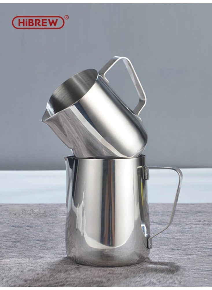 HiBREW Milk Frothing Pitcher 350ml – Stainless Steel Milk Steaming Jug for Coffee, Latte Art, Cappuccino, Espresso -Precise Spout and Scale Markings, Dishwasher Safe - Image 2