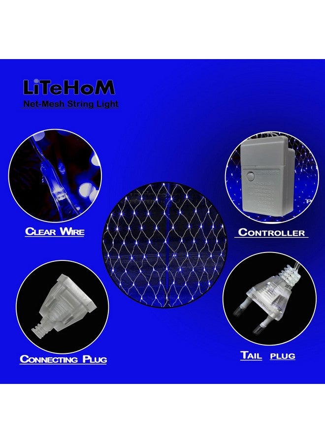 Litehom أضواء خيوط شبكة LED من لايتهوم، 6.6 قدم × 6.6 قدم، 144 LED، 8 أوضاع زينة ديوالي مع أضواء ديوالي لتزيين المنزل! أضواء ديوالي LED، أضواء LED لتزيين المنزل (ضوء شبكة أزرق) - Image 4