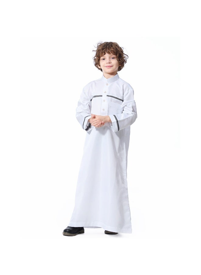 نيبمينينت عباءة أطفال أولاد إسلامية ملونة موحدة، ثوب Ethnic للصلاة بأزرار، كافتان إسلامي  - Image 2