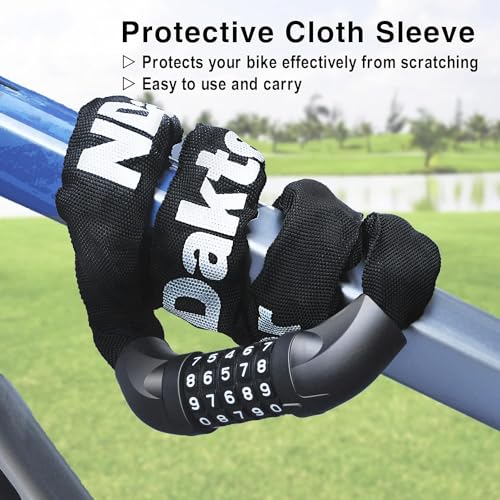 NDakter Bike Lock, 5 Digit Combination Heavy Duty Anti Theft Bicycle Chain Lock, 2.62/3.2/4.27/5/6Ft Long, High Security Resettable, Suitable for Bike, Scooter, Door, Gate, Fence-4/6mm Thick - Image 5