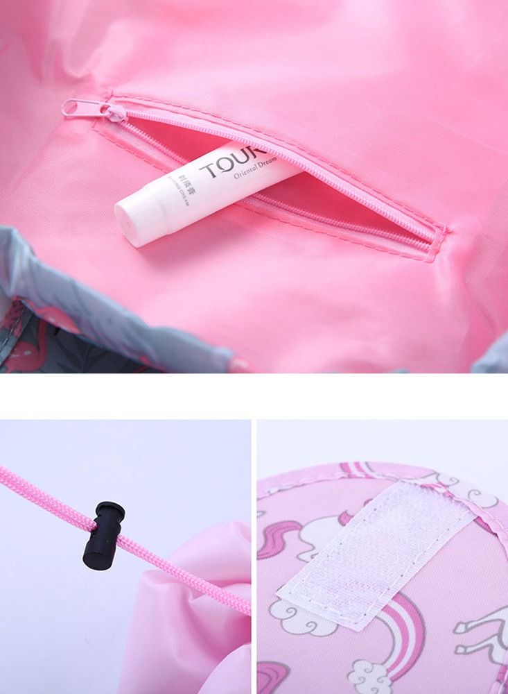 MARGOUN حقيبة مكياج بسحّاب للسفر، حقيبة مستحضرات تجميل دائرية سحرية، حقيبة أدوات تجميل، طبعة يونيكورن - Image 5