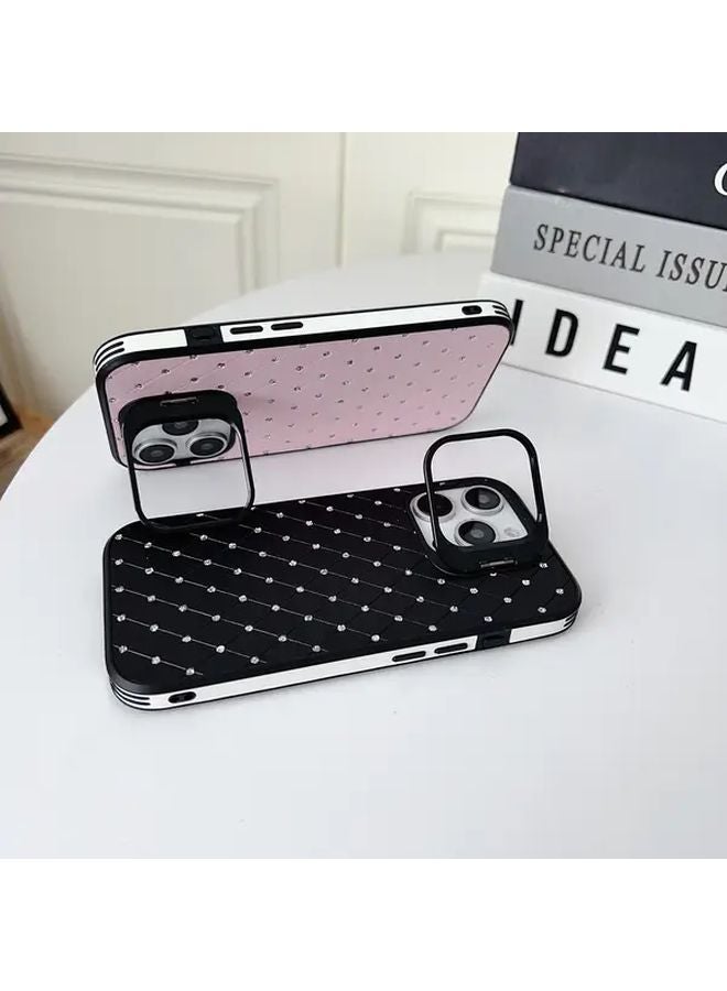 Pink Red Faux Leather Iphone 15 Pro Max Case With Lens Stand And Drop Protection - Image 2