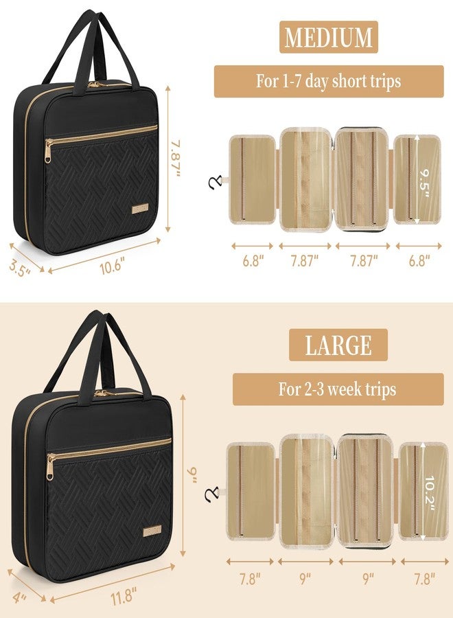 WELIDAY Travel Toiletry Bag for Women & Men Water Resistant Makeup Bag with Hanging Hook Portable Travel Organizer for Travel Accessories, Travel-Sized Shampoo, Toiletries (Large-Black) - Image 2