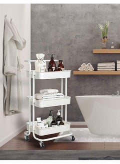ALMUFARREJ Multi-Purpose Bathroom Organizer Trolley White 85x45x35 cm  - Image 3