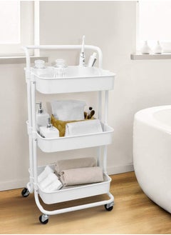 ALMUFARREJ Multi-Purpose Bathroom Organizer Trolley White 85x45x35 cm  - Image 4