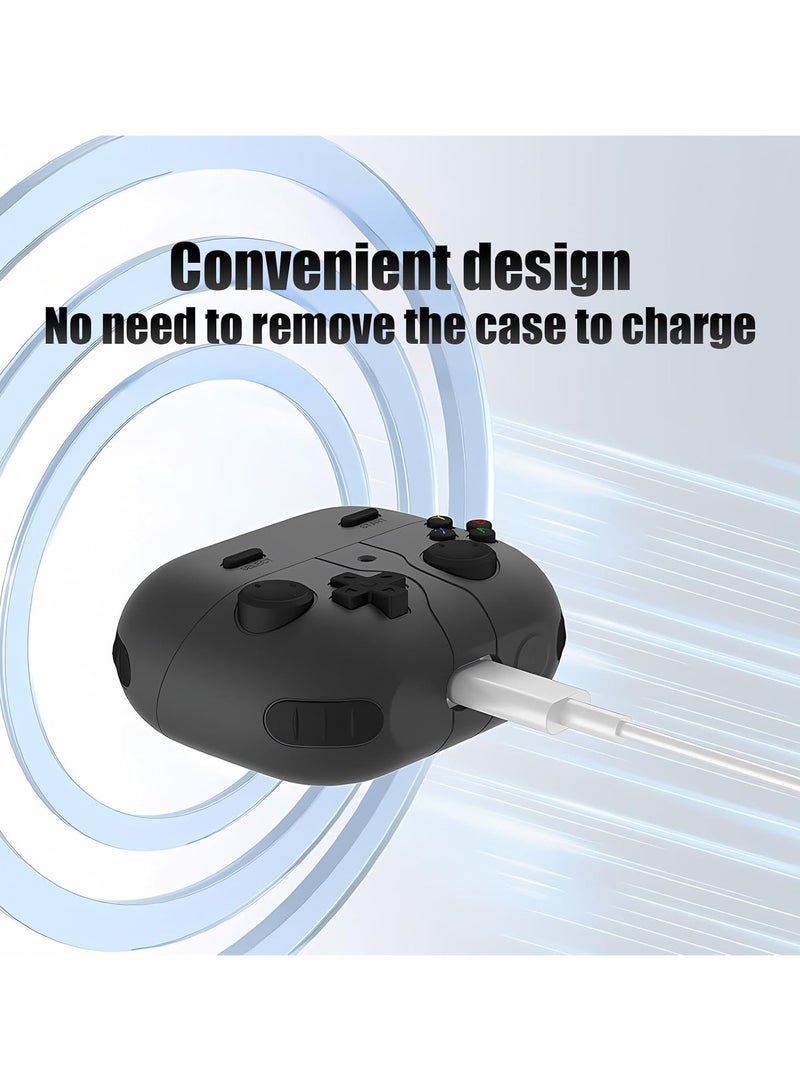 3D cartoon game console design case, compatible with Samsung Galaxy Buds3/Buds3 pro case cover, comprehensive protection against falls, soft washable material. Hook and clasp -Black - Image 4