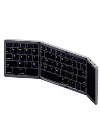 Foldable Wireless Keyboard with Touchpad, Rechargeable Dual-Mode (Bluetooth/USB Wired), Pocket-Sized Portable Travel Keyboard for iOS, Android, Windows, and Mac OS - Grey - pzsku/ZF89F6DC9BD68CF93C39DZ/45/1745706371/24130b58-88f0-4f1f-a7a7-55a84e1271fc