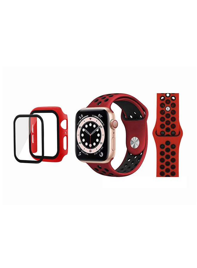 Perfii Bumper Replacement Band For Apple Watch Series 6/SE/5/4 Red