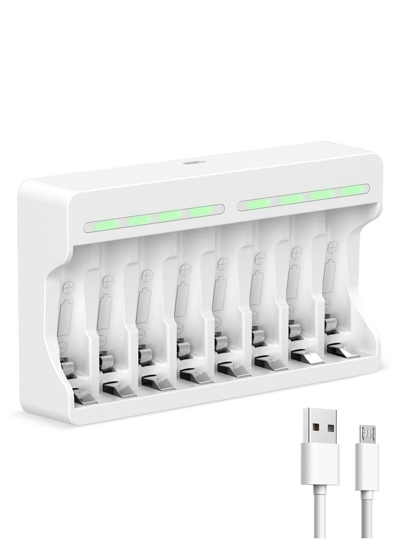 8 Slots Battery Charger, for AA AAA Ni-MH Rechargeable Battery, 5V 2A Fast Charging Function, Micro USB Input, Intelligent Battery Detection Technology, Rechargeable AA AAA Battery Charger - Image 1