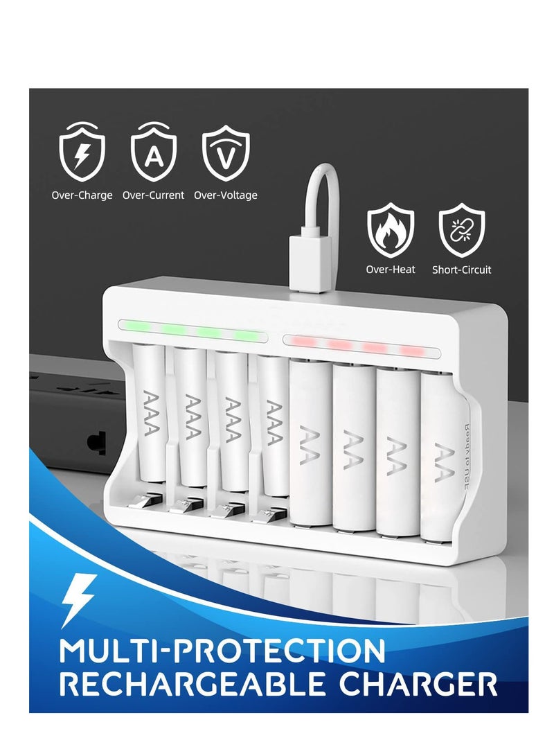 8 Slots Battery Charger, for AA AAA Ni-MH Rechargeable Battery, 5V 2A Fast Charging Function, Micro USB Input, Intelligent Battery Detection Technology, Rechargeable AA AAA Battery Charger - Image 5
