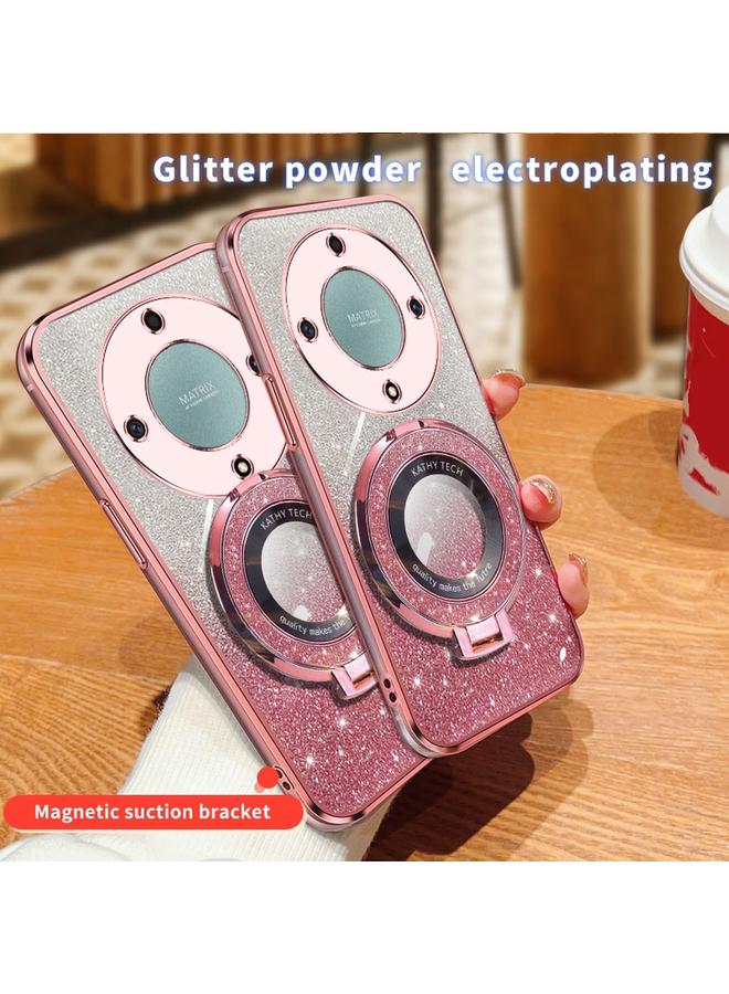 زبون جراب لهاتف Honor X9a / X40، جراب دائري من مادة TPU بحامل لامع متدرج اللون - Image 3