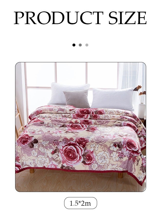 DUNISO بطانية فانيلا، بطانية صوف سميكة محاطة بحواف، بطانية فانيلا خفيفة الوزن وناعمة، بطانية قيلولة، مناسبة لجميع الفصول، مناسبة للأسرة والأرائك والأثاث، 1.5 * 2م - Image 2