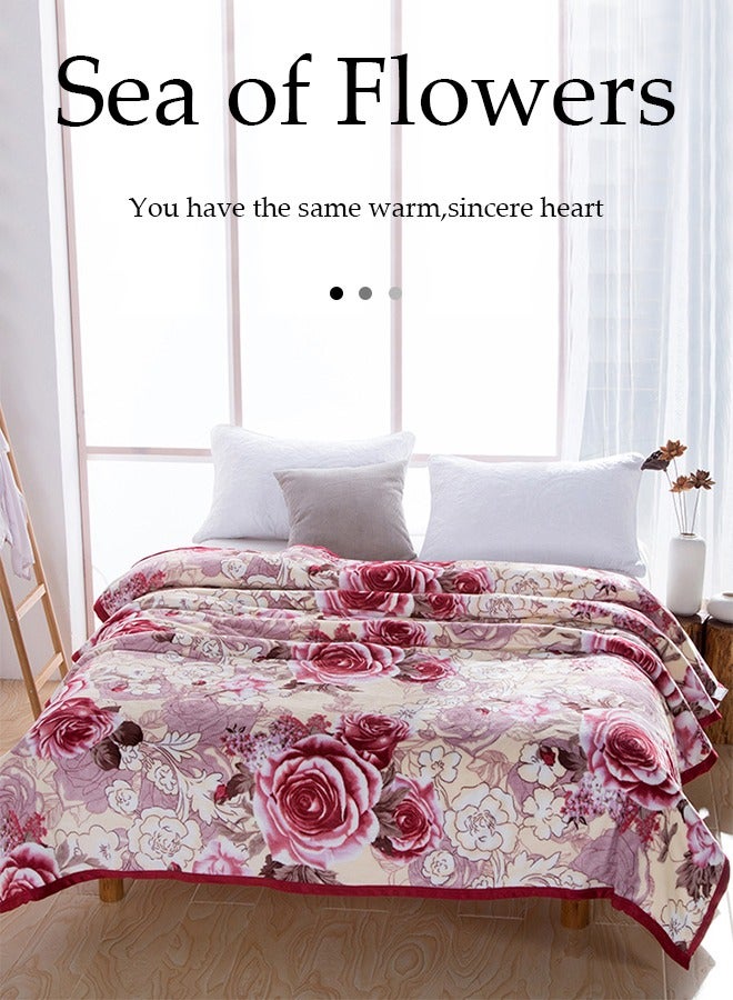 DUNISO بطانية فانيلا، بطانية صوف سميكة محاطة بحواف، بطانية فانيلا خفيفة الوزن وناعمة، بطانية قيلولة، مناسبة لجميع الفصول، مناسبة للأسرة والأرائك والأثاث، 1.5 * 2م - Image 3