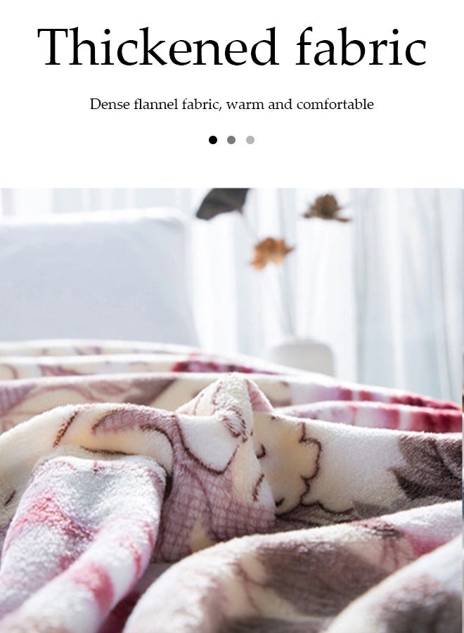 DUNISO بطانية فانيلا، بطانية صوف سميكة محاطة بحواف، بطانية فانيلا خفيفة الوزن وناعمة، بطانية قيلولة، مناسبة لجميع الفصول، مناسبة للأسرة والأرائك والأثاث، 1.5 * 2م - Image 5