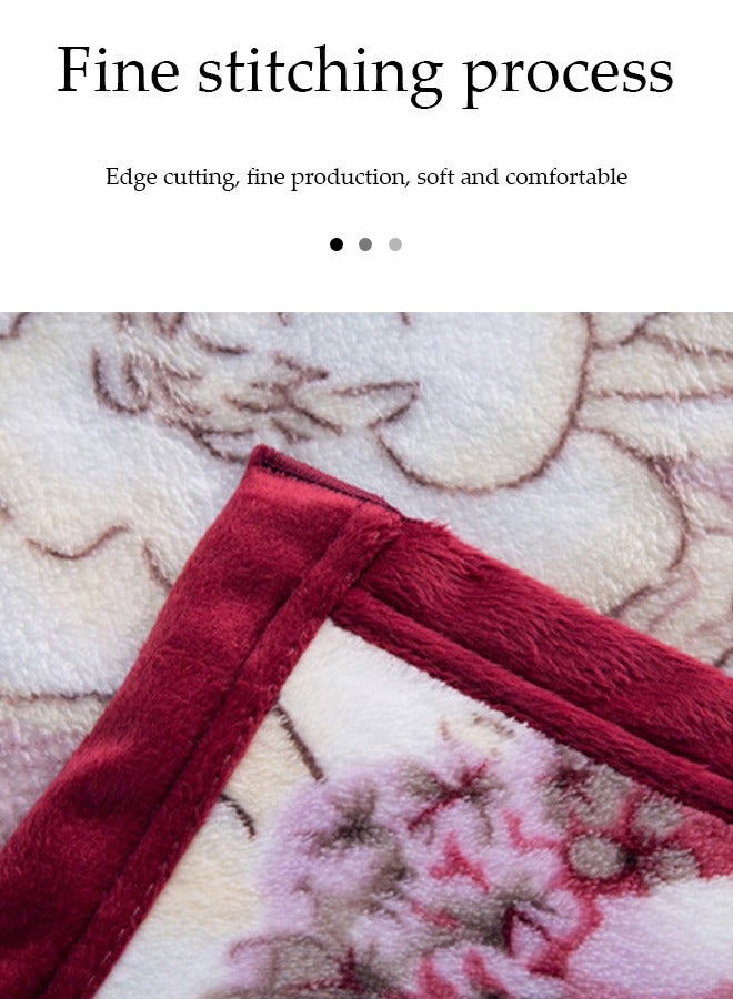 DUNISO بطانية فانيلا، بطانية صوف سميكة محاطة بحواف، بطانية فانيلا خفيفة الوزن وناعمة، بطانية قيلولة، مناسبة لجميع الفصول، مناسبة للأسرة والأرائك والأثاث، 1.5 * 2م - Image 4