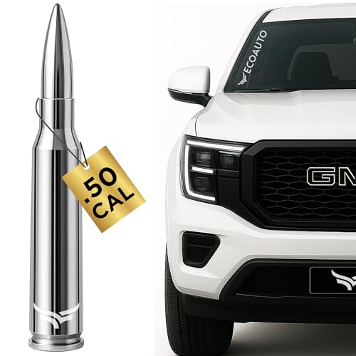 EcoAuto 50 Cal Badass Bullet Antenna® Fits Chevy Silverado & GMC Sierra Truck Accessories — Short Replacement Antenna for Trucks — Chevy Silverado 1500 Accessories — Ditch The Whip & Upgrade Your Truck - Image 1