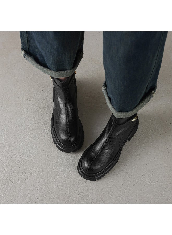 AME British-style Round Toe Ankle Boots 2025 New Retro Center Seam Minimalist Martin Boots Versatile Women's Boots - Image 5