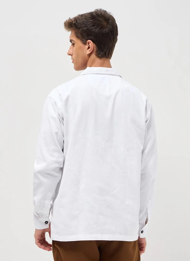 Urbano Fashion  Urbano Fashion Men's White Cotton Full Sleeve Relaxed Fit Shacket with Utility Pockets for Men | Best Price UAE