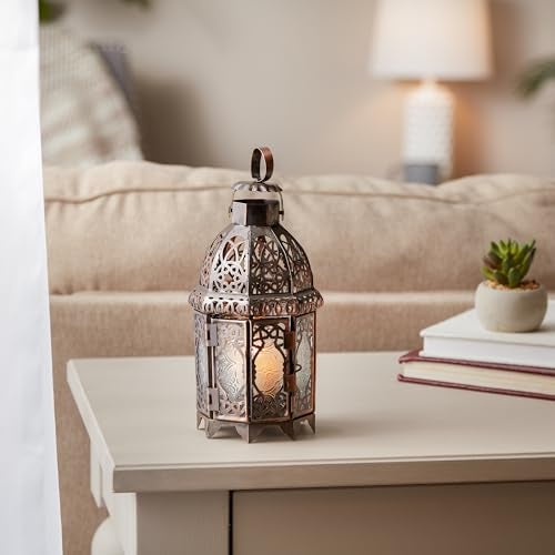 Zingz & Thingz فوانيس عيد الميلاد الداخلية الزخرفية من أكسنت بلس، فوانيس معدنية معلقة ملونة بالنحاس، 4 × 4 × 9.5 بوصات - Image 4