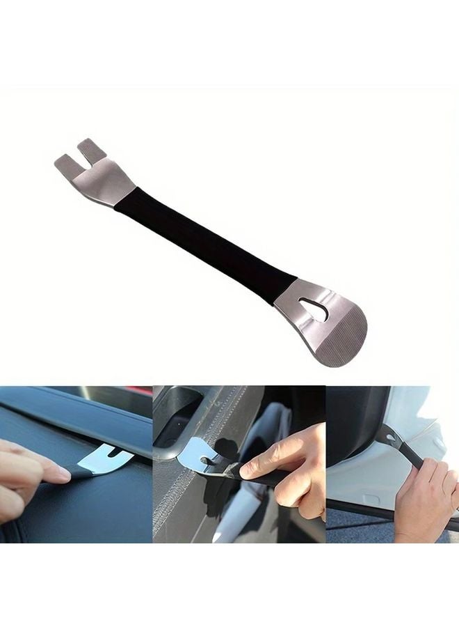 Black Dual End Stainless Steel Pry Bar Car Trim Door Panel Removal Tool - Image 2