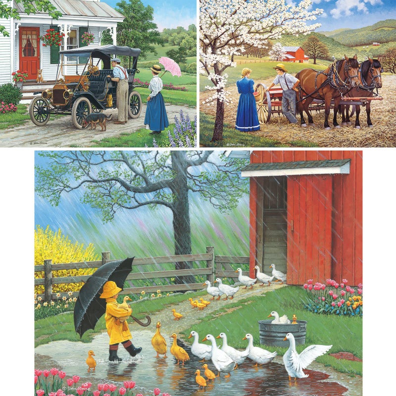 Bits and Pieces Bits and Pieces - Value Set of (3) 500 Piece Jigsaw Puzzles for Adults - Each Puzzle Measures 18"" x 24"" - 500 pc That New Car Smell  A Good Day for Ducks  Groundwork Jigsaws by Artist John Sloane  - Image 2