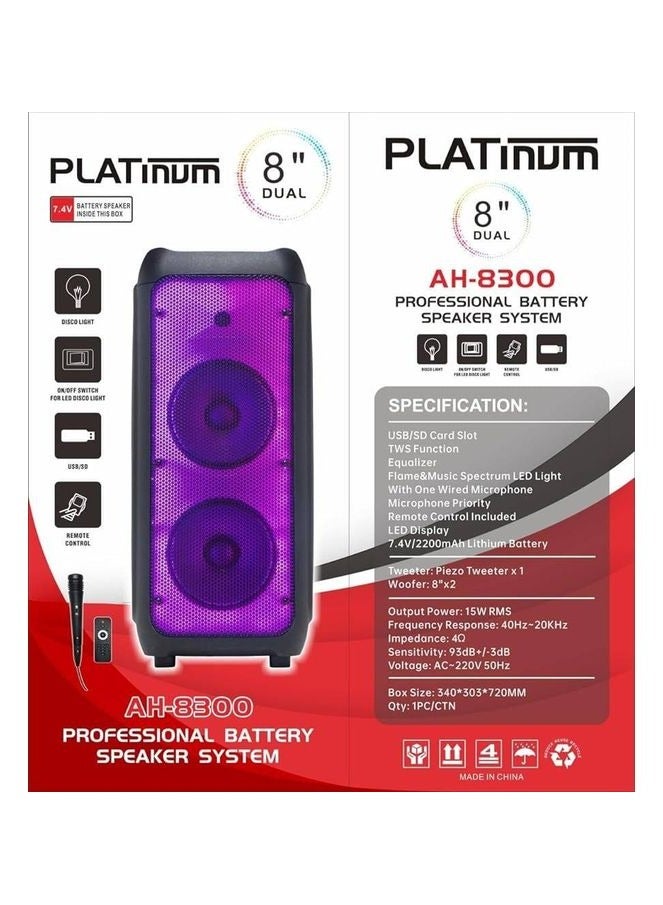 Platinum Subwoofer with Bluetooth technology - Memory card slot - USB port and remote control, model AH-8300 - Image 2