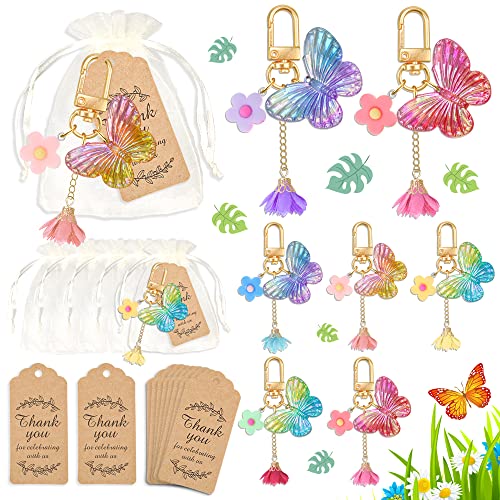 BANBALLON 12 Sets Butterfly Party Favors Keychain with Thank You Kraft Tags for Girls Butterfly Theme Birthday Party Baby Shower Favors Goodie Bag - Image 1