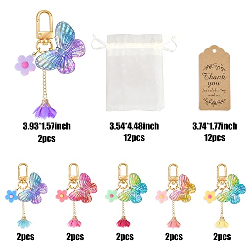 BANBALLON 12 Sets Butterfly Party Favors Keychain with Thank You Kraft Tags for Girls Butterfly Theme Birthday Party Baby Shower Favors Goodie Bag - Image 2