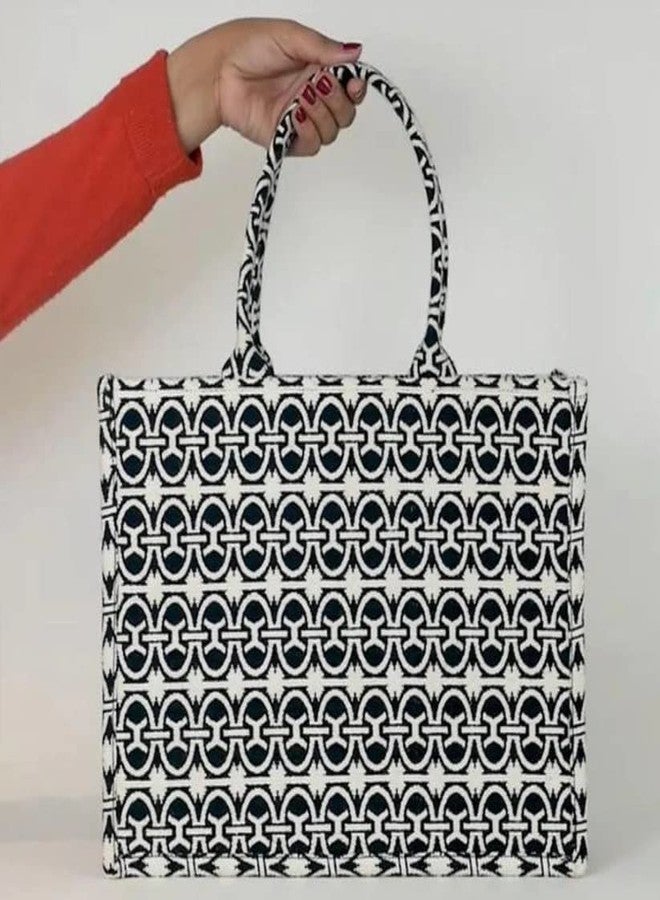 ROSSLYN Handbag for Women and Girls | Ladies Cotton Handbag | Wedding Gifts for Woman | 1 Compartment Travel Purse Handbag (Pack of 1 (Black) - Image 4