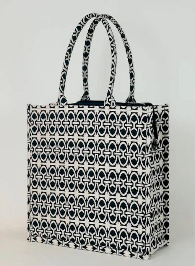 ROSSLYN Handbag for Women and Girls | Ladies Cotton Handbag | Wedding Gifts for Woman | 1 Compartment Travel Purse Handbag (Pack of 1 (Black) - Image 2