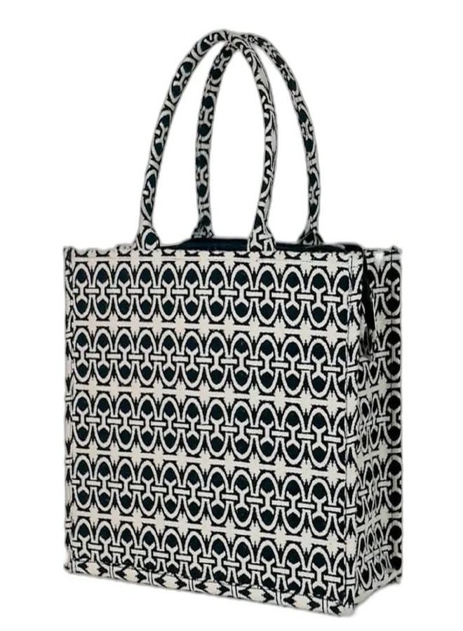 ROSSLYN Handbag for Women and Girls | Ladies Cotton Handbag | Wedding Gifts for Woman | 1 Compartment Travel Purse Handbag (Pack of 1 (Black) - Image 1