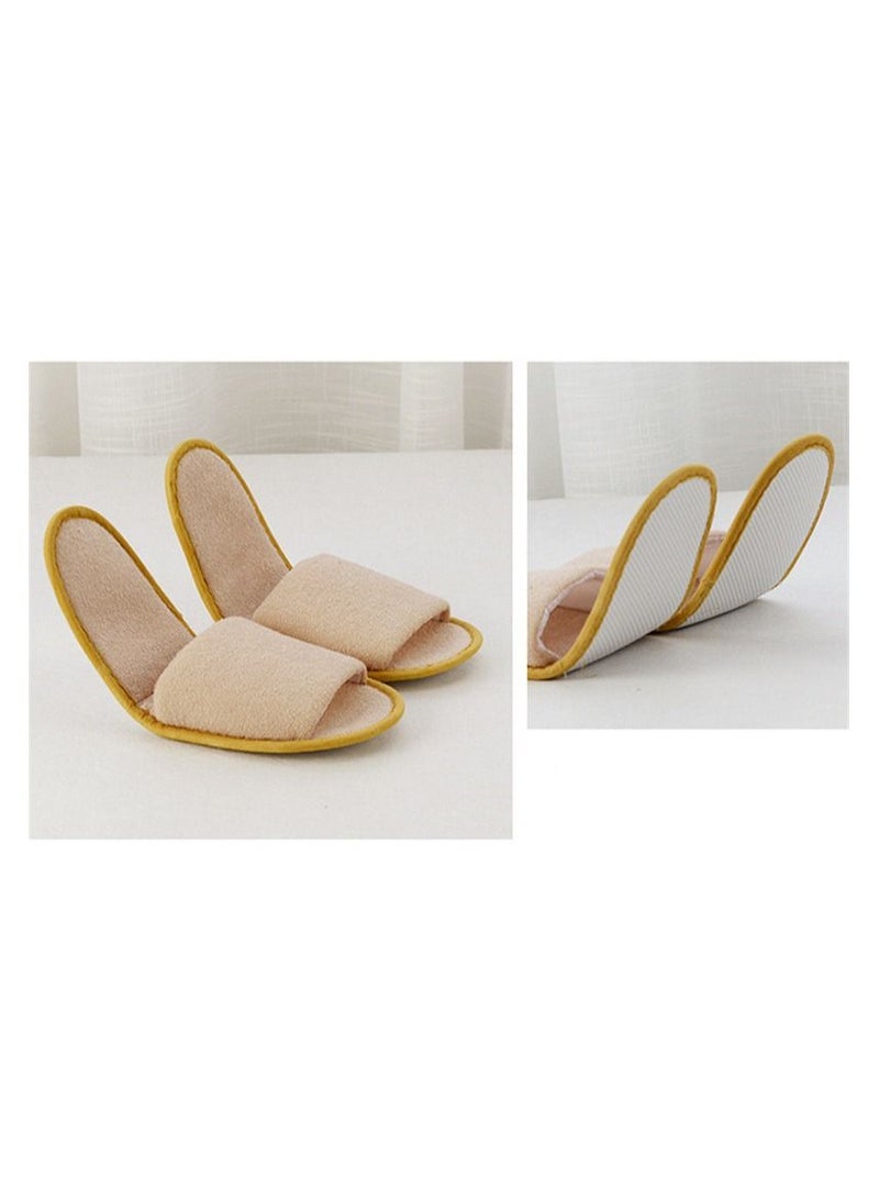1 pair Home Hotel Breathable Slippers SPA Foldable Air Travel Salon Wear With Storage Cotton Cloth Travel Accessories Beige Size 7 EU - Image 1