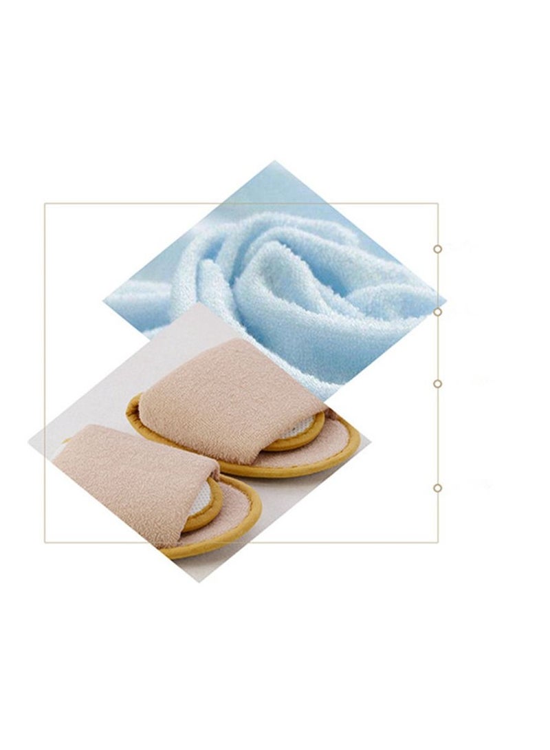 1 pair Home Hotel Breathable Slippers SPA Foldable Air Travel Salon Wear With Storage Cotton Cloth Travel Accessories Beige Size 7 EU - Image 2