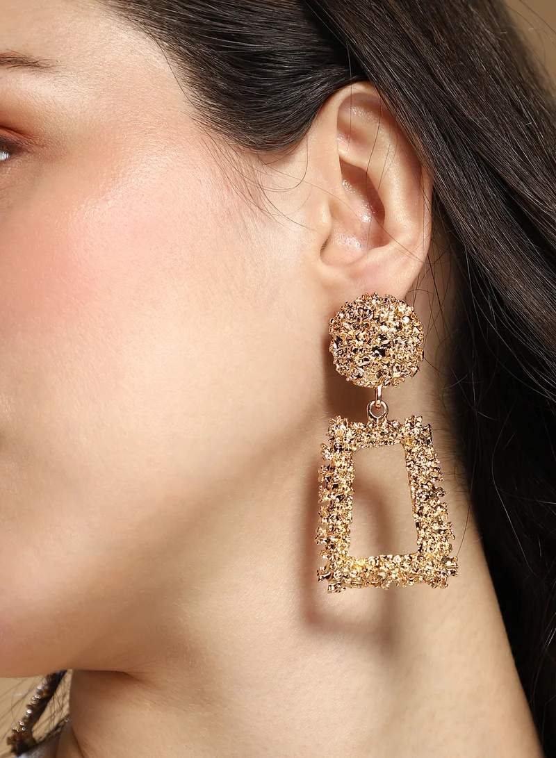 SOHI SOHI Women The Corroded-Quad Drop Earrings | California  Colour | One-Size | Metallic Alloy Material | Push Back Closure | Earrings For Casual & Evening Wear