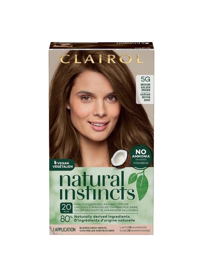 CLAIROL Natural Instincts Demi-Permanent Hair Dye, 5G Medium Golden Brown Hair Color, Pack of 1 - Image 1