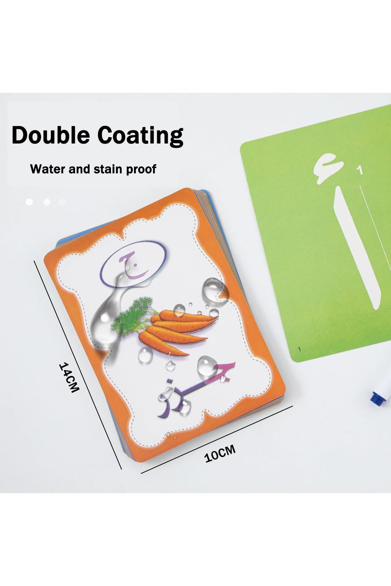 VIUAUAX 28 PCS Arabic Alphabet Flashcards, Double Sided Arabic Alphabets Flash Card, Colorful Early Word Education Toys Learning Resource Interactive Set with Marker Pen for Practicing, Writing - Image 4