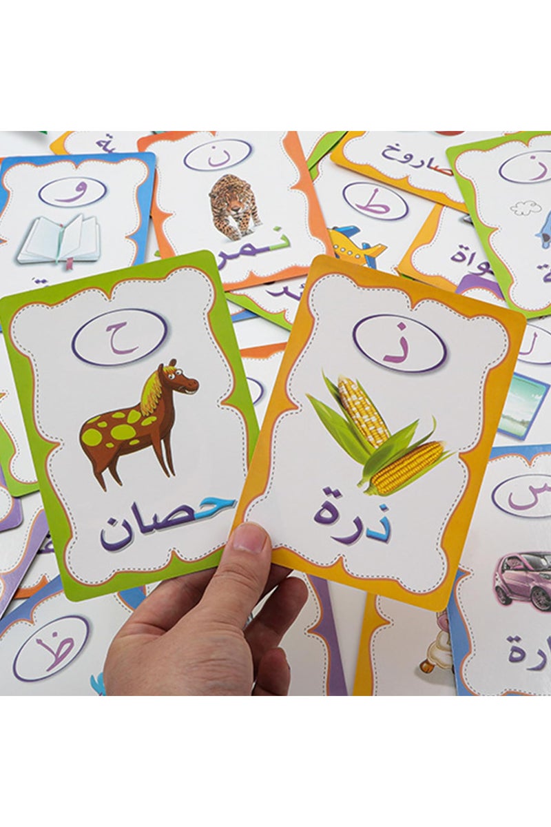 VIUAUAX 28 PCS Arabic Alphabet Flashcards, Double Sided Arabic Alphabets Flash Card, Colorful Early Word Education Toys Learning Resource Interactive Set with Marker Pen for Practicing, Writing - Image 3
