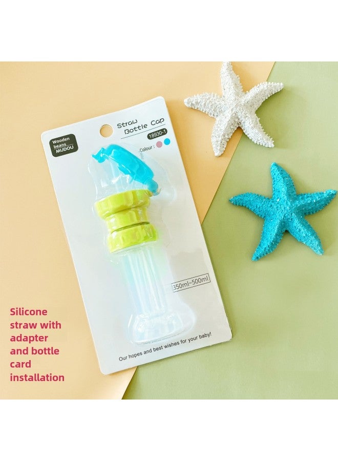 2023 Style Bottle Cap Converter Leak-proof Children's Drink Straw Cap Baby Anti-choking Sippy Cup-Color:With Bottle Straw Cover-green-card Holder-Specifications:1  - Image 1