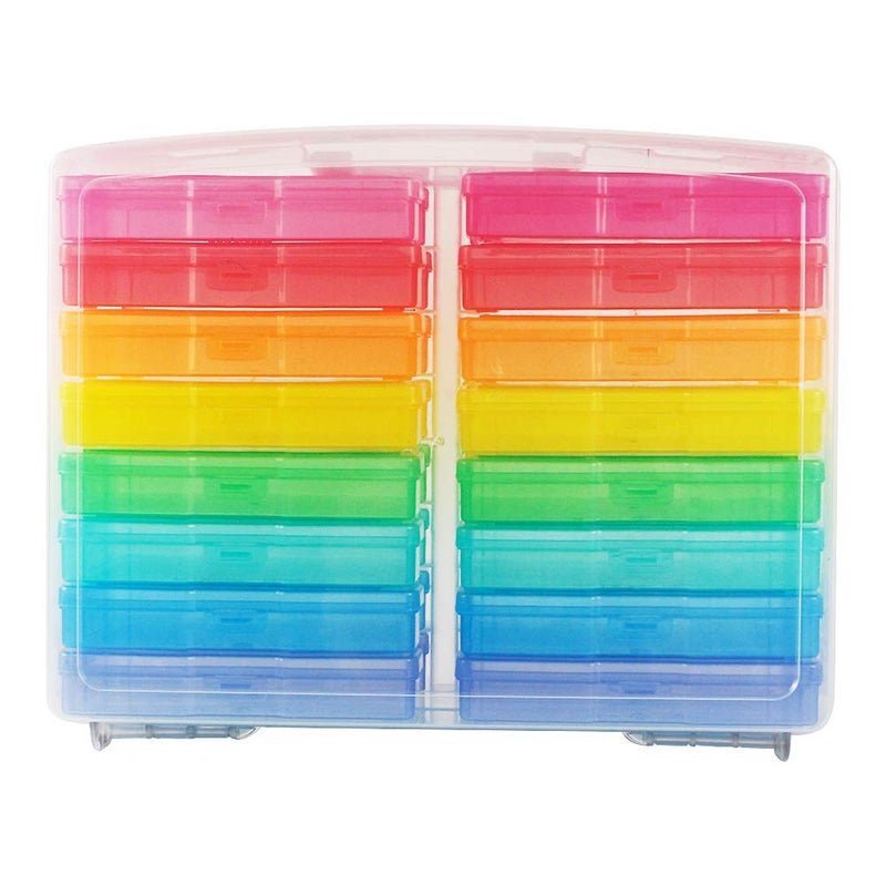 novelinks Transparent 4" x 6" Photo Cases and Clear Craft Keeper with Handle - 16 Inner Cases Plastic Storage Container Box (Multi-colored) - Image 4