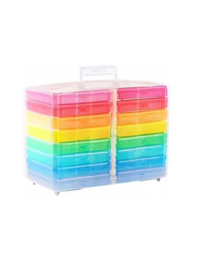 Novelinks novelinks Transparent 4" x 6" Photo Cases and Clear Craft Keeper with Handle - 16 Inner Cases Plastic Storage Container Box (Multi-colored)  - Image 2