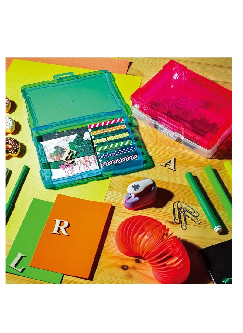 Novelinks novelinks Transparent 4" x 6" Photo Cases and Clear Craft Keeper with Handle - 16 Inner Cases Plastic Storage Container Box (Multi-colored)  - Image 3