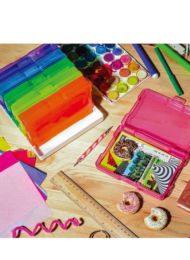 Novelinks novelinks Transparent 4" x 6" Photo Cases and Clear Craft Keeper with Handle - 16 Inner Cases Plastic Storage Container Box (Multi-colored)  - Image 5