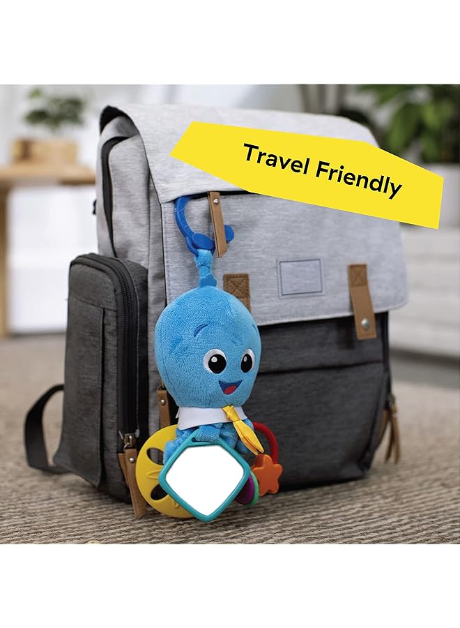 بيبي أينشتاين لعبة الأخطبوط الناعمة المحشوة من أكتيفيتي آرمز، مناسبة للأنشطة الحسية المتعددة، مثالية لعربات الأطفال وحقائب الحفاضات من عمر 0 إلى 36 شهرًا - Image 4