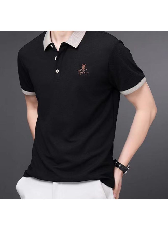 POLO Men's Embroidered Casual Fashion Short Sleeved POLO Shirt Summer Comfortable Top - Image 1